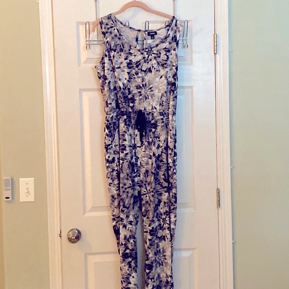 Tacera Black Tan Gray Jumpsuit L